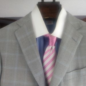 ERMENEGILDO ZEGNA Gray 3Btn/2Vents Windowpane Sport Jacket Size 44R (38)